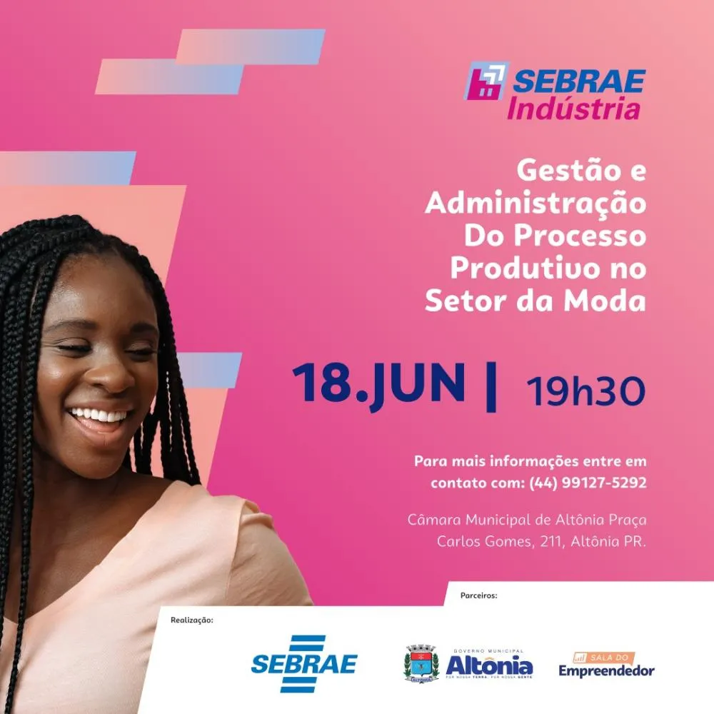 Altônia receberá capacitação voltada ao setor da moda com apoio do Sebrae, Prefeitura e Sala do Empreendedor