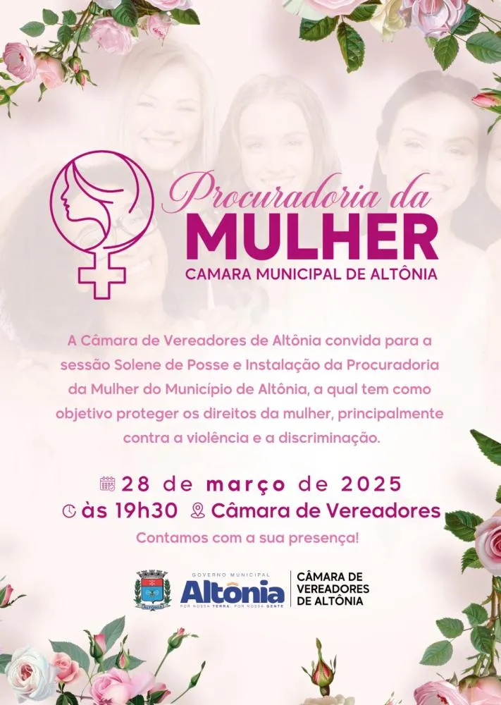 Câmara Municipal de Altônia realizará Sessão Solene para instalação da Procuradoria da Mulher